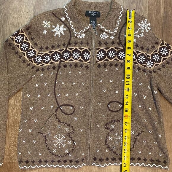 Vintage Fair Isle Winter Ski Cardigan Sweater:Snow Travel Novelty - Picture 8 of 9